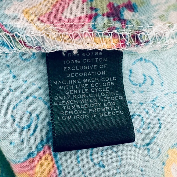 Ralph Lauren Paisley Pajama PJ Set Embroidered Logo Turquoise Blue Cotton Medium - Picture 11 of 12